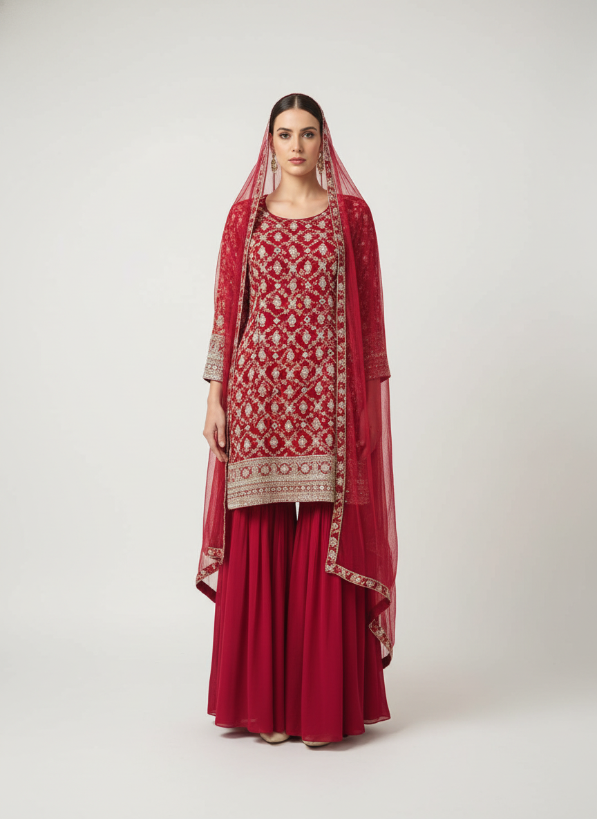 LAD CHURIDHAR-ML GARARA PANT- SS-M: 3329